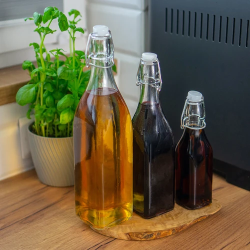 Sticlă 1 L cu închidere ermetică - pătrată - 4