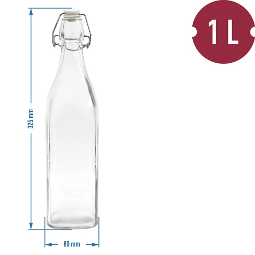 Sticlă 1 L cu închidere ermetică - pătrată - 2