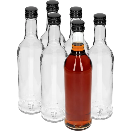 Sticlă 500 ml Subțire, cu capac negru, pentru vodcă, 6 buc. - 2