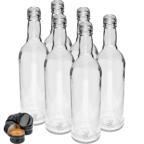 Sticlă 500 ml Subțire, cu capac negru, pentru vodcă, 6 buc. - 3