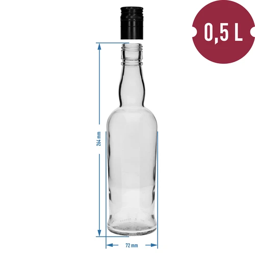 Sticlă Căpitan 500 ml cu capac cu filet, 1 buc. - 4