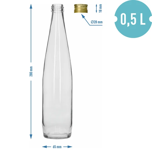 Sticlă Club 500 ml cu capac filetat auriu, set de 6 buc. - 7