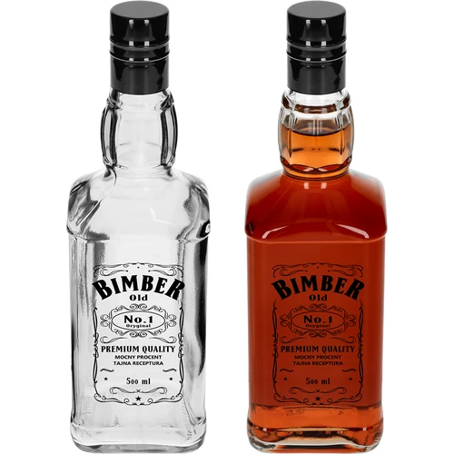 Sticlă Daniels 500 ml cu capac cu filet, imprimeu „Bimber OLD”, 1 bucată - 3