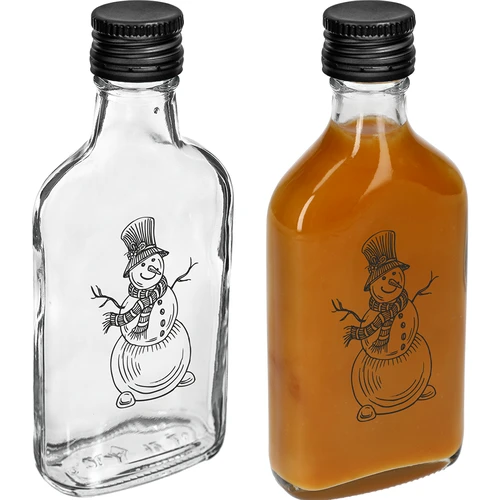 Sticlă tip ploscă 200 ml cu capac cu filet, imprimeu „Om de zăpadă”, 1 buc. - 3