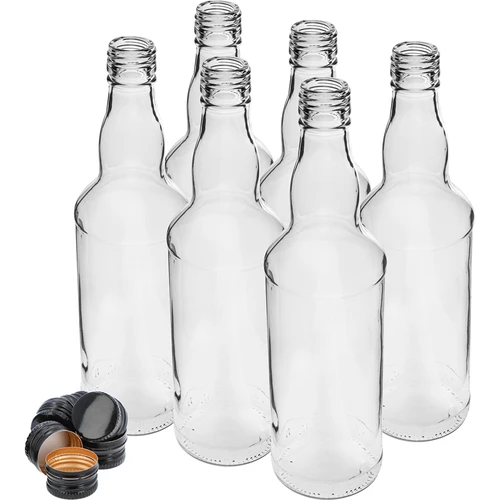 Sticlă de 500 ml pentru vodcă, cu capac negru filetat, 6 buc. - 2