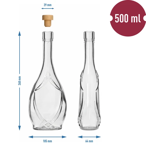 Sticlă decorativă ICONA 500 ml, cu dop tip ciupercă, 1 bucată - 5
