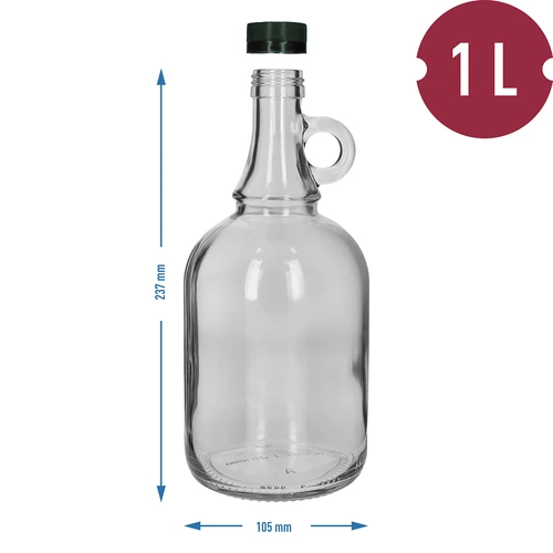 Sticlă Gallone 1L fără împletitură, cu capac - 4