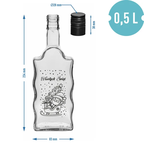 Sticlă Klasztorna 500 ml cu capac, imprimare „Moș Crăciun”, 1 buc. - 5
