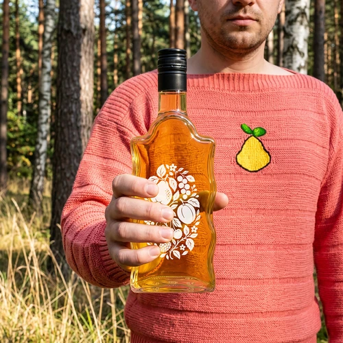 Sticlă Klasztorna 500 ml cu capac și imprimeu „Fructe”, model 1 - 8