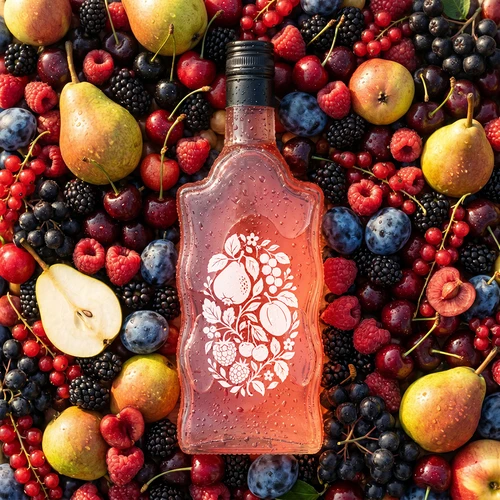 Sticlă Klasztorna 500 ml cu capac și imprimeu „Fructe”, model 1 - 6
