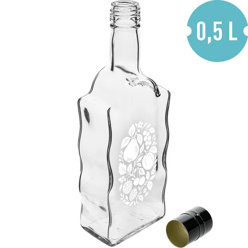 Sticlă Klasztorna 500 ml cu capac și imprimeu „Fructe”, model 1 - 2