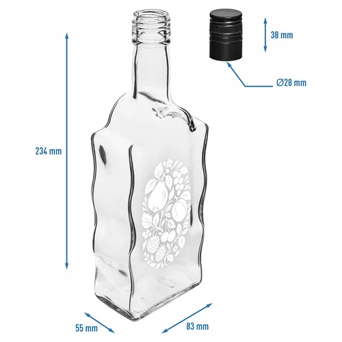Sticlă Klasztorna 500 ml cu capac și imprimeu „Fructe”, model 1 - 5