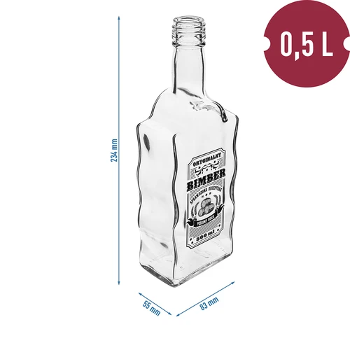 Sticlă Klasztorna 500 ml cu capac cu filet, inscripție „Bimber”, 1 buc. - 5