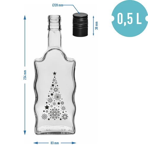 Sticlă Klasztorna 500 ml cu capac, imprimeu „Brad de Crăciun”, 1 buc. - 5