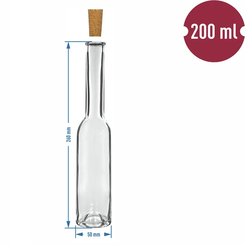 Sticlă pentru lichior 200 ml 6 buc. + 6 dopuri 23/18 - 7