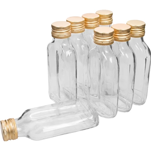 Sticlă pentru lichioruri ploscuță 100 ml + capac 8 buc.
