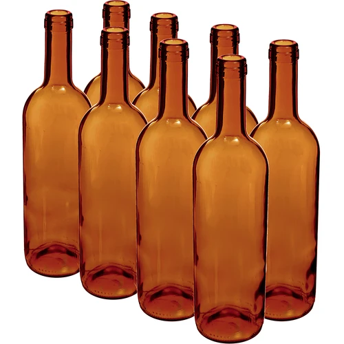 Sticlă pentru vin 0,75 L maro - pachet de 8 buc.
