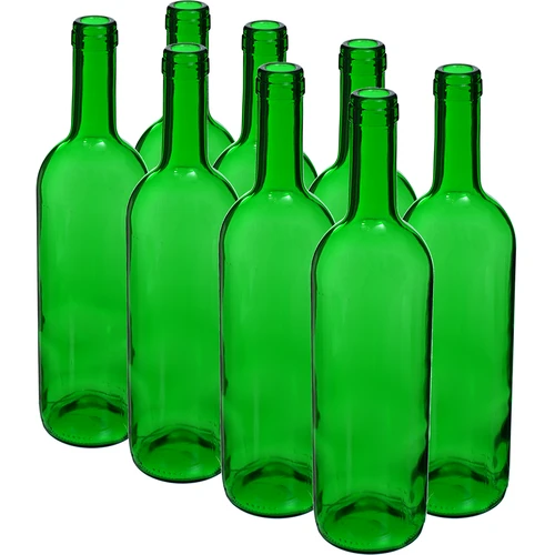 Sticlă pentru vin 0,75 L verde - pachet de 8 buc.