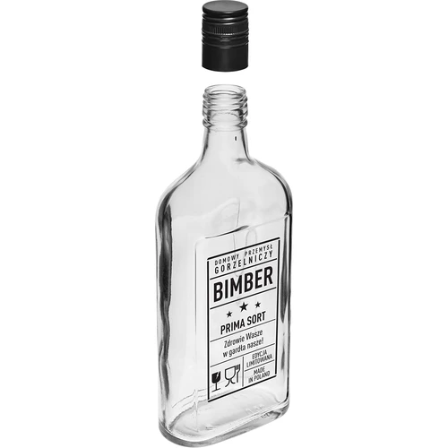 Sticlă tip ploscă 500 ml cu capac filetat, imprimeu „Bimber PRL”, 1 buc. - 3