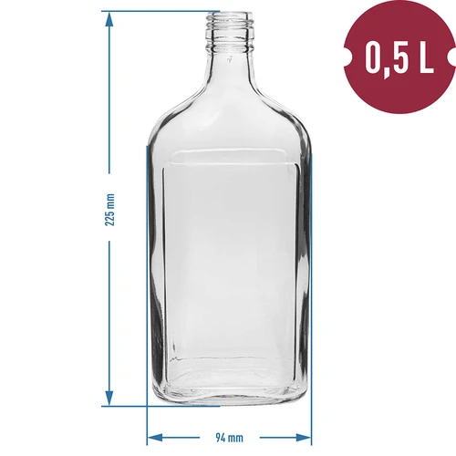 Sticlă Ploscă 500 ml cu capac, 6 buc. - 11