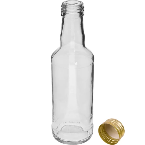 Sticlă clasică pentru băuturi spirtoase 200 ml, cu capac auriu fi 28, 1 buc. - 2