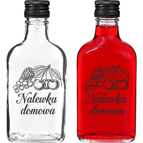 Sticlă tip ploscă 200 ml, cu capac cu filet, inscripția „Lichior de casă”, 1 buc.