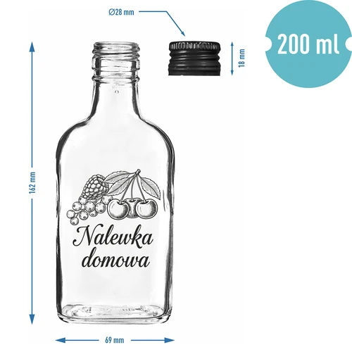 Sticlă tip ploscă 200 ml, cu capac cu filet, inscripția „Lichior de casă”, 1 buc. - 4