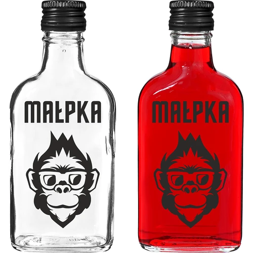 Sticlă ploscuță 200 ml cu capac, imprimeu „Maimuțică”, 1 buc.
