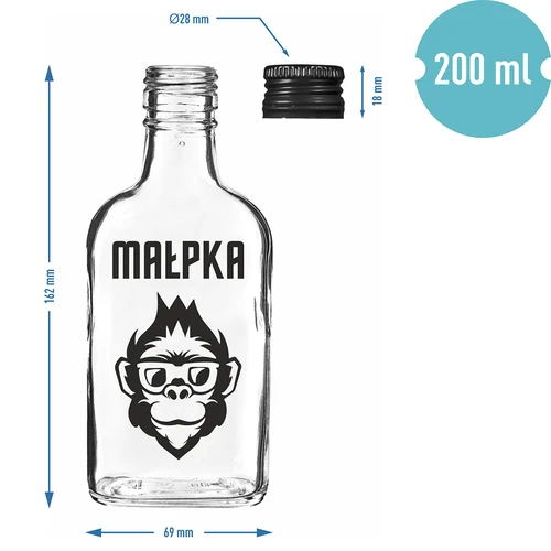 Sticlă ploscuță 200 ml cu capac, imprimeu „Maimuțică”, 1 buc. - 4