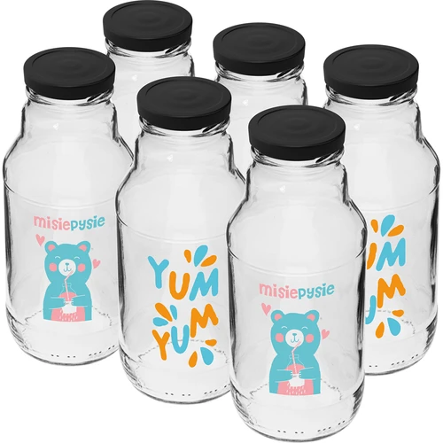Sticlă twist off 330 ml cu capac fi43 și imprimare colorată - 6 buc. - 2