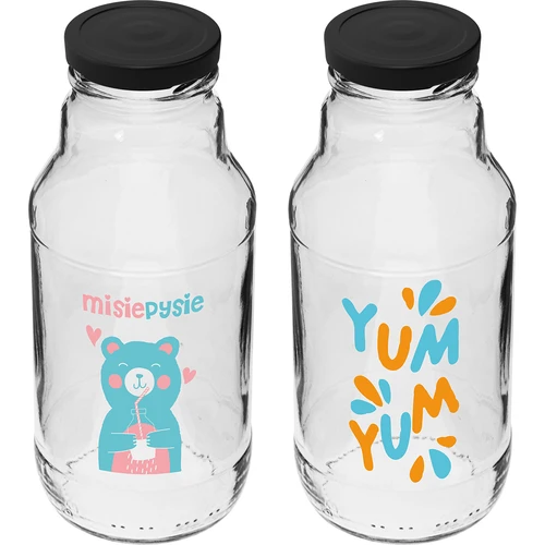 Sticlă twist off 330 ml cu capac fi43 și imprimare colorată - 6 buc. - 3