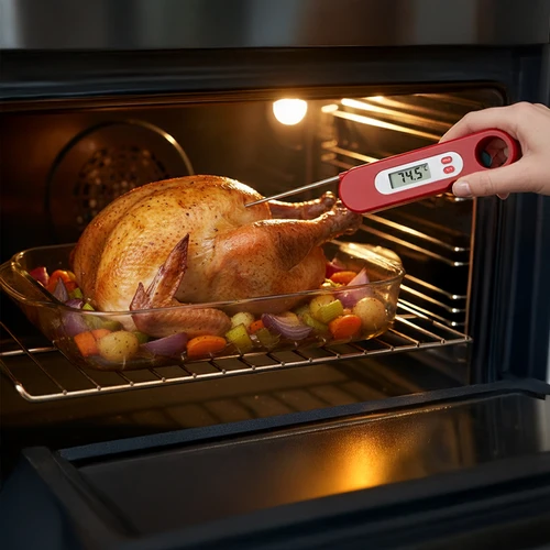 Termometru culinar electronic cu sondă pliabilă (-50/+300℃), roșu - 8