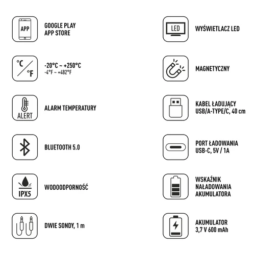 Termometru de bucătărie cu Bluetooth, 2 sonde - 8