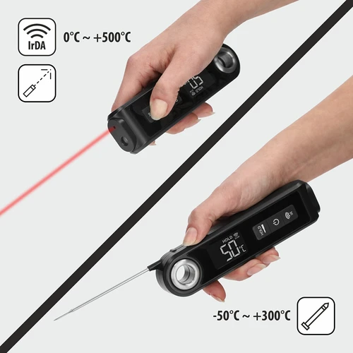 Termometru de bucătărie cu infraroșu, compact, cu sondă pliabilă - 6