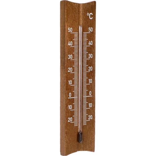 Termometru de cameră din lemn (-20 la +50°C), maro închis, 15cm - 2