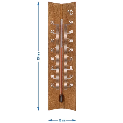 Termometru de cameră din lemn (-20 la +50°C), maro închis, 15cm - 5