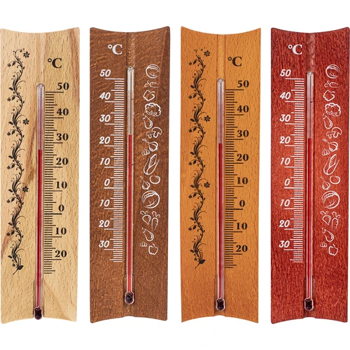 Termometru de cameră din lemn (-20 până la +50°C), 15 cm, mix - 2