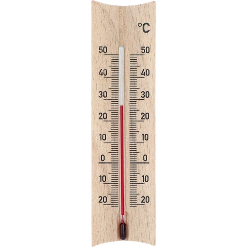 Termometru de cameră din lemn (-20 până la +50°C), maro deschis, 15 cm