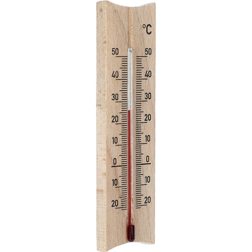 Termometru de cameră din lemn (-20 până la +50°C), maro deschis, 15 cm - 2