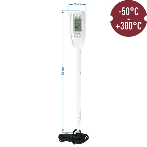 Termometru electronic de bucătărie (-50°C până la +300°C) cu carcasă, alb - 2
