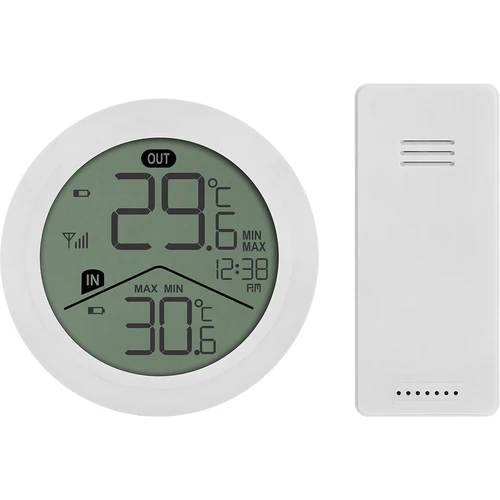 Termometru electronic Soens – cu senzor extern, rotund, alb