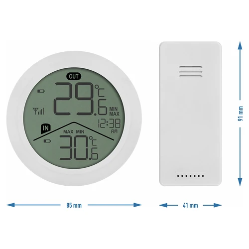 Termometru electronic Soens – cu senzor extern, rotund, alb - 5