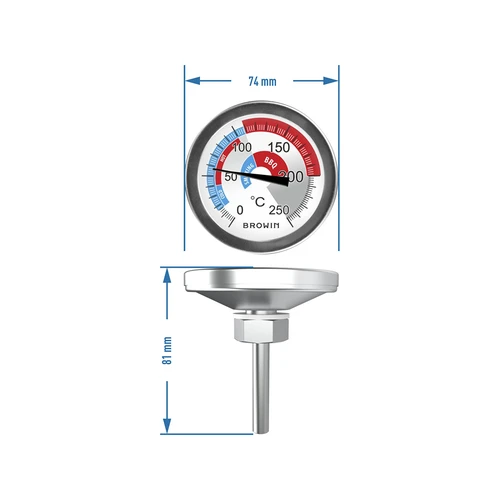 Termometru pentru afumătoare și BBQ (0°C până la +250°C) 5,7cm - 6