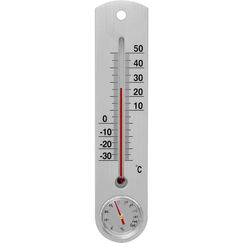 Termometru universal argintiu cu higrometru (-30°C până la +50°C) 25cm