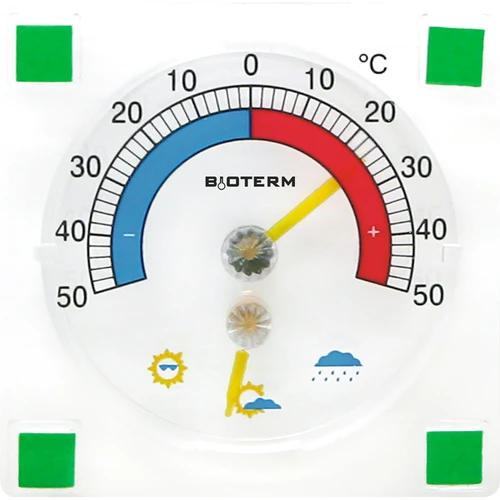 Termometru universal cu higrometru transparent, autoadeziv (-50°C până la +50°C)