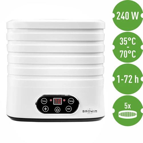 Uscător pentru ciuperci, fructe, legume și ierburi cu reglare temp, 240W, alb - 9