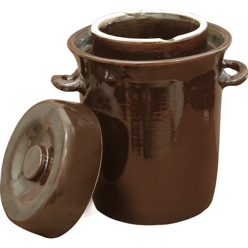 Vas de ceramică - oală de 10l pentru murat cu garnitură de apă și capac