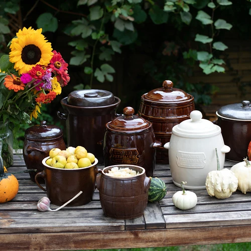 Vas de ceramică - oală de 10l pentru murat cu garnitură de apă și capac - 3