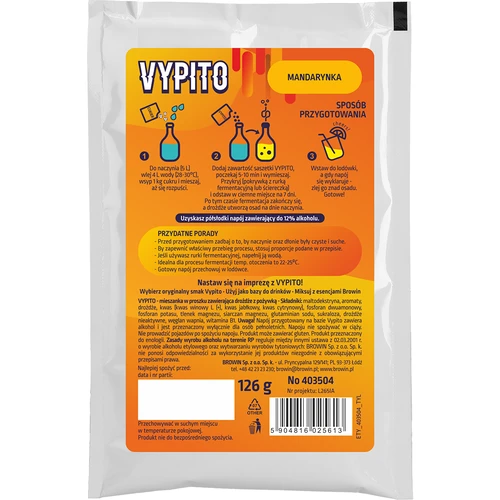 VYPITO 12%, plic pentru 18 drinkuri - Mandarină, 126 g - 2