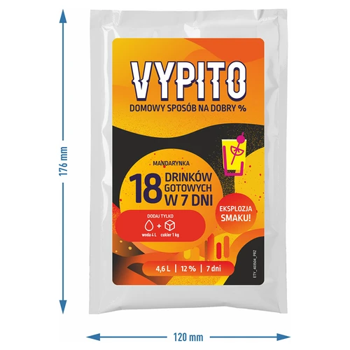 VYPITO 12%, plic pentru 18 drinkuri - Mandarină, 126 g - 4